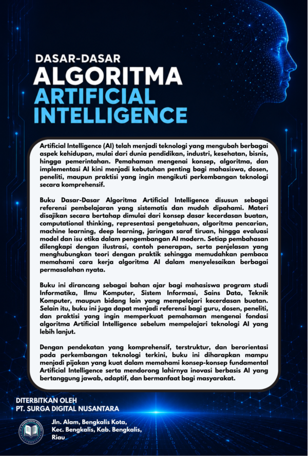 cover belakang DASAR-DASAR ALGORITMA ARTIFICIAL INTELLIGENCE